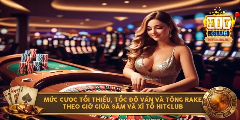 Mức cược tối thiểu, tốc độ ván và tổng rake theo giờ giữa sâm và xì tố Hitclub