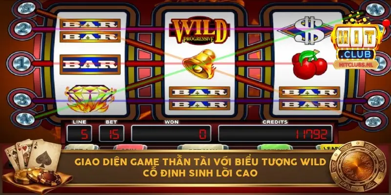 Giao diện game Thần Tài với biểu tượng Wild cố định sinh lời cao